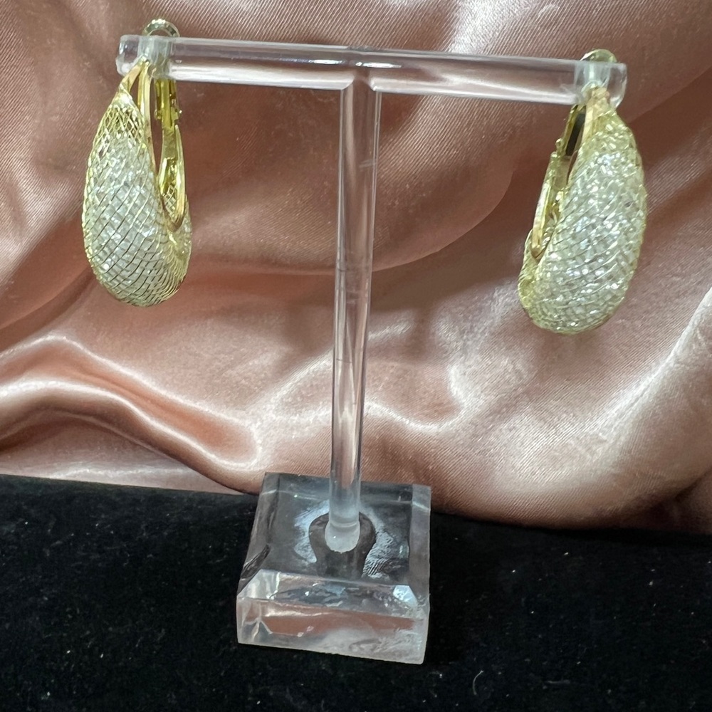 Fashion Jewelry Gold Hoop Sparkle Earrings 18 Kt Gold Platted